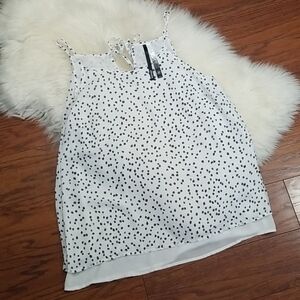 Kensie Keyhole Back Polka Dot Tank top